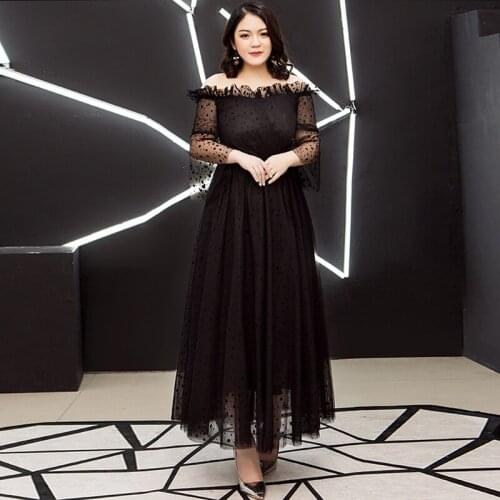 Formal Evening Dress Boat Neck A-Line Floor-Length Pattern Crepe Simple Three Quarter Lace Up Simple Party Elegant Dress D065