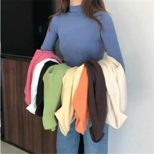 Autumn Winter Thick Sweater Women Knitted Pullovers Ribbed Sweater Long Sleeve Turtleneck Slim Warm Soft Pull Femme Jumper 2021