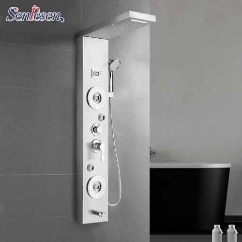 Senlesen Shower Column Panel Wall Mount W/ Massage Jets LED Shower Head Shower System Massage Jet Para Bathroom Shower Douche
