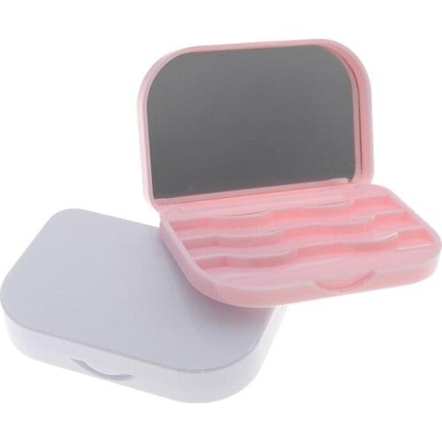 Plastic Makeup False Eyelashes Travel Lashes Holder Case Container Storage Organizer Box Makeup Cosmetic With Mirror