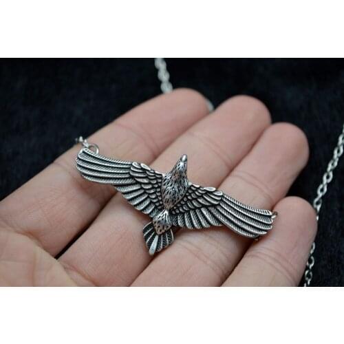 1pcsViking Talisman Jewelry Flying CROW Pendant Necklace Vikings Norse Animal Celt Knot Raven Bird Corbie Charm Wicca Pagan Gife