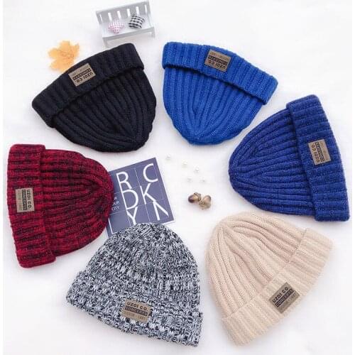 Casual Solid Adult Woolen Caps Acrylic Cotton Cap Skullies Hat Warm Beanies Hats Autumn Winter Men Women Outdoor Knitted Hat