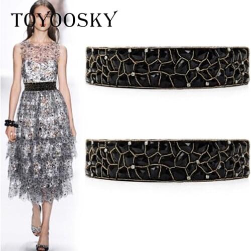 2020 New Arrival Luxury Elastic Vintage Women Belt with Rhinestone belts for women Ceinture Femme High Quality TOYOOSKY