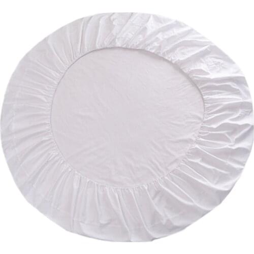 Solid Color 100% Cotton Round Bed Fitted Sheet Bed Cover for Hotel Home Office Cafe Bar Chair Accessories, 16 Colors Available