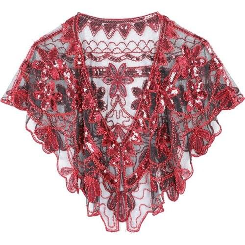 Vintage 1920s European Shawl Glitter Sequins Striped Beaded Sheer Luxury Deco Evening Cape Dance Bolero Flapper Cover Up