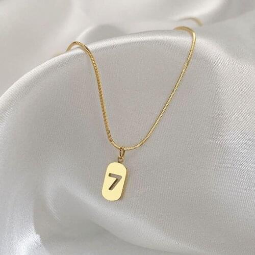 Vintage Lucky Letter 7 Gold Silver Color Long Thin Clavicle Chain Titanium Steel Necklaces For Women Fashion Jewelry