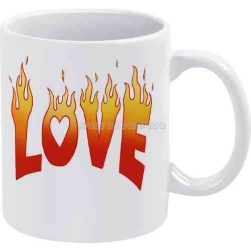 Flaming Love Coffee Mugs Ceramic Mug Tea Cup Custom Cup Personalized Maman Gift Love Flames Heart Fire