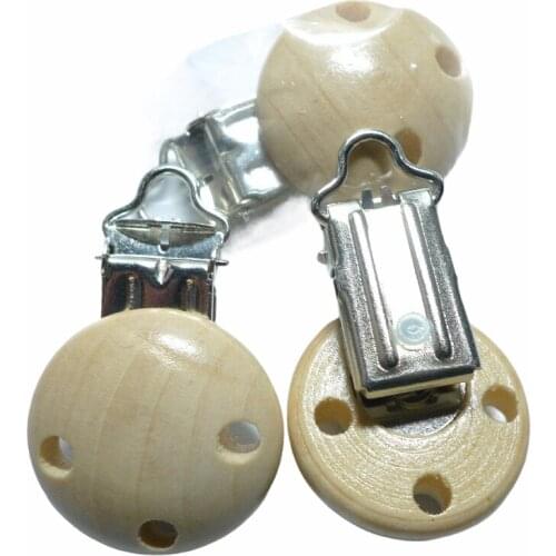 25PCS Nature Wood Baby Pacifier Holder Clips