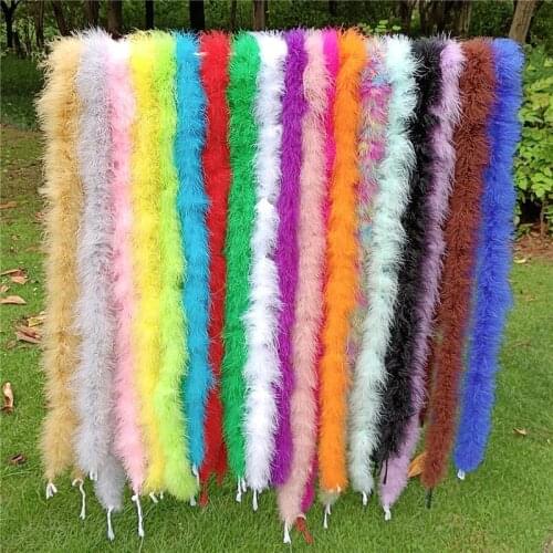 2Meters Fluffy Turkey Marabou Feather Boa 18-20g Shawl Wedding Skirt with Fringe Trim Feathers Ribbon Plumes Decoration Decor