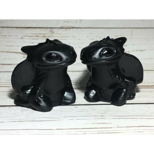 1pc Natural Obsidian Fire Dragon Quartz Crystal Carved Skull Reiki Healing