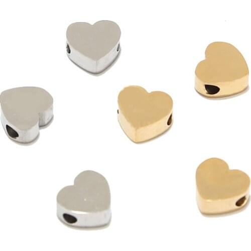 10pcs Gold Tone Stainless Steel 9x8mm Love Shape Charms Pendants Connectors For DIY Necklace Bracelet Jewelry Making Accessories