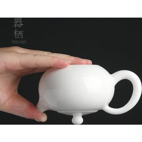 Sheepskin Jade White Porcelain Xi Shi Pot Porcelain Kung Fu Tea Set Single Teapot White Porcelain