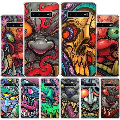 Japanese Horror Mask Evil Spirit Cover Phone Case For Samsung Galaxy S10 S20 Ultra Note 10 9 8 S9 S8 Plus Pro Lite S7 S6 J4 J6 J