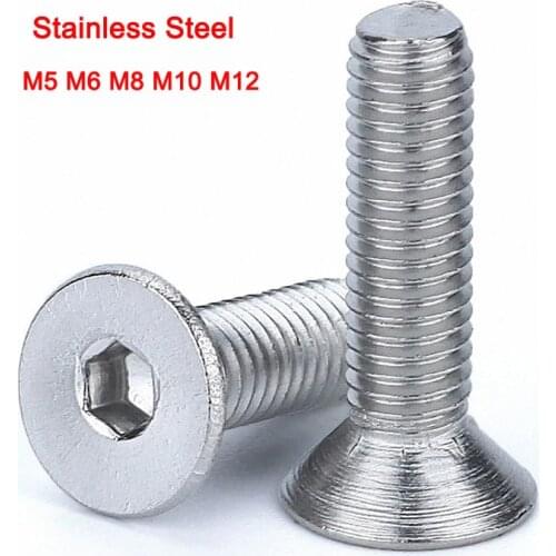DIN7991 304 Stainless Steel Hex Socket Countersunk Head Screws Flat Head Screw Bolt M5 M6 M8 M10 M12 Length 6-100mm