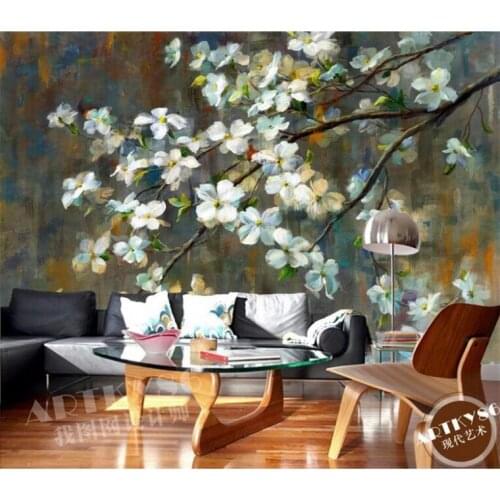 European Style Retro White Flower Background Wall 3D Photo Wallpaper Dining Room Hotel Home Decor Mural Papel De Parede Floral
