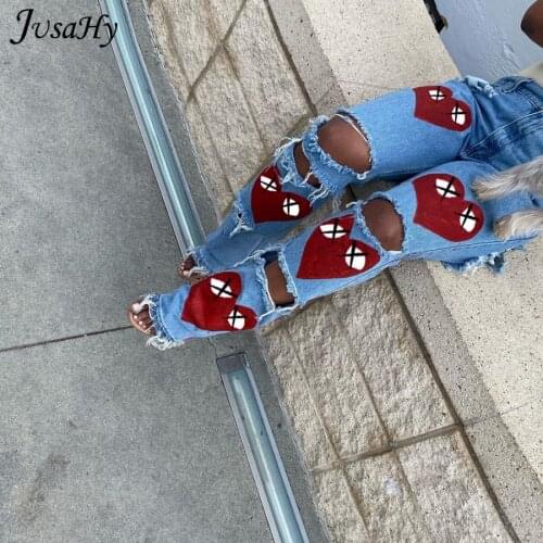 JusaHy Summer Blue Denim Vintage Hollow Jeans Woman Fashion Wide Leg Pants Straight Trousers Female Loose Ins Casual Streetwear