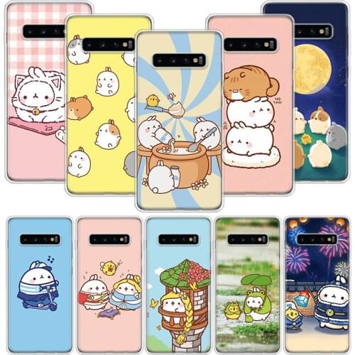 Kawaii Molang Cartoon Anime cat Case for Samsung Galaxy S20 Ultra Note 10 9 8 S10E S9 S8 J4 J6 J8 Plus + Pro Lite S7 Soft Phone