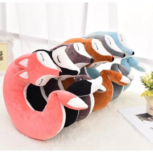 Cute Fox Animal Plush U Shape Neck Pillow Travel Car Home Pillow Nap Cartoon U Shape Pillow for Flight Plane Travel Pillow Neck