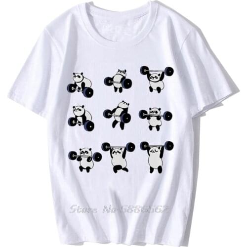 Cute Yoga Panda Funny T Shirt Men Summer White Casual Short Sleeve Weightlifting Panda Tshirt Homme Unisex Streetwear t-shirt
