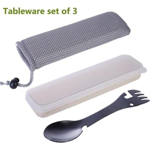 Multifunctional Titanium Spork Spoon Camping Cutlery Travel Tablewares With box bag for Outdoor BBQ Picnic Hiking