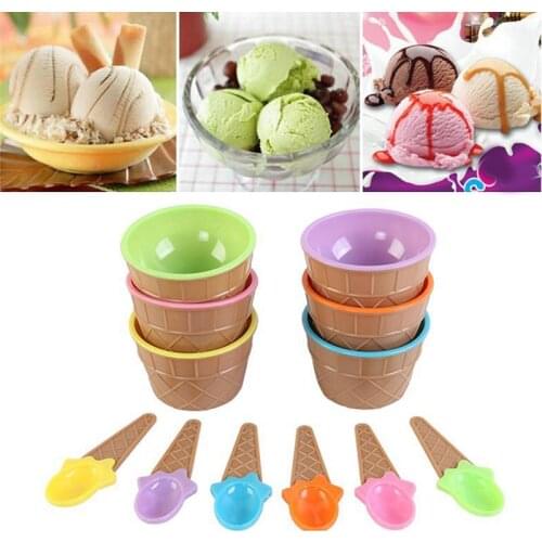 Reusable Kitchen Ice Cream Mash Potato Scoop Kids Ice Cream Bowl Spoon Set Durable Children Gifts Dessert Bowl DIY Home Garden