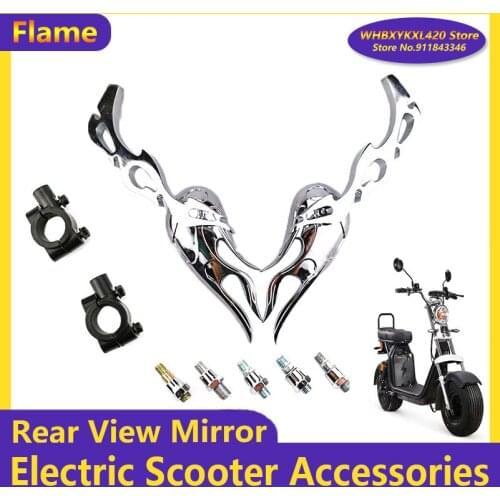 Flame for Citycoco Modified Accessories Parts Universial Rear View Mirror with Mirror Base Reflector Hand Mirror Reverse Mirror