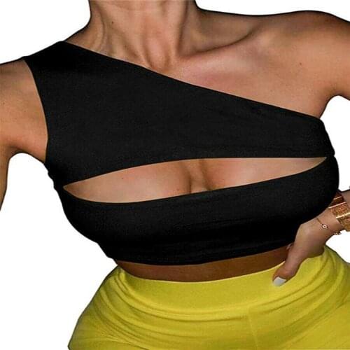 Trendy sexy Women clothes One Shoulder pullover Sleeveless Ladies Bralet Vest casual Polyester solid Tank Tops one pieces