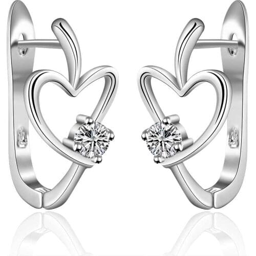 New Fashion silver-plated earing Zircon heart U stud Earring silver plated Earrings hot sell