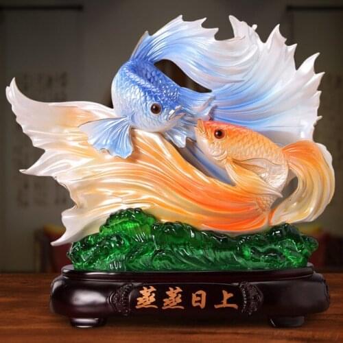 Simple Modern Prosperous Fish Resin Sculpture Ornaments Wedding Gifts Decor Home Livingroom Desktop Figurines Accessories Crafts
