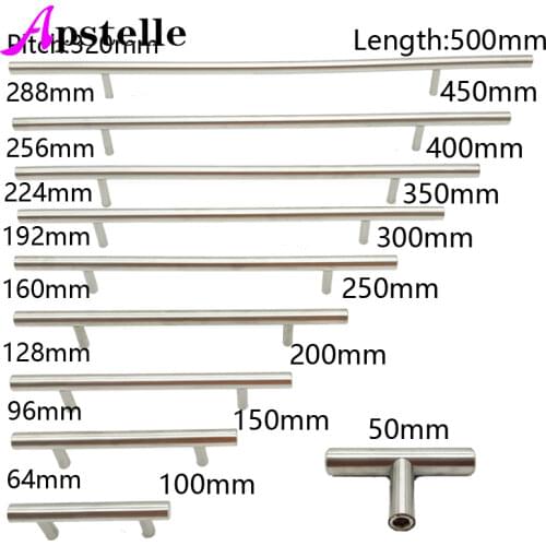 50mm-500mm Stainless Steel Kitchen Door Cabinet T Bar Handle Pull Knob cabinet knobs furniture handle cupboard drawer handle