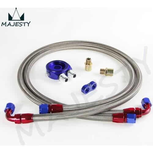 OIL FILTER SANDWICH ADAPTER + SS Braided STAINLESS STEEL BRAIDED AN10 HOSE KIT