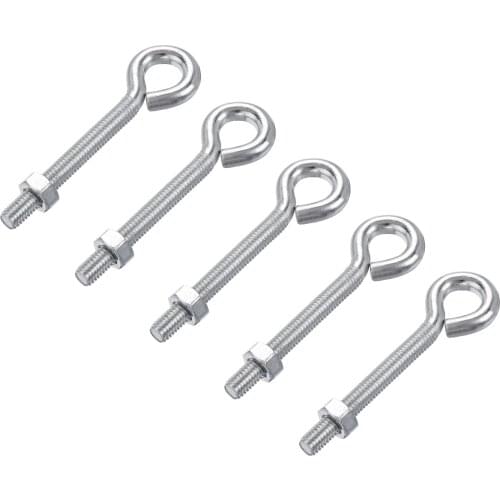 Uxcell 5 Pcs M6x50mm Eye Hooks Screws Bolts Kit Carbon Steel Hanger Eyelet Hooks Screw