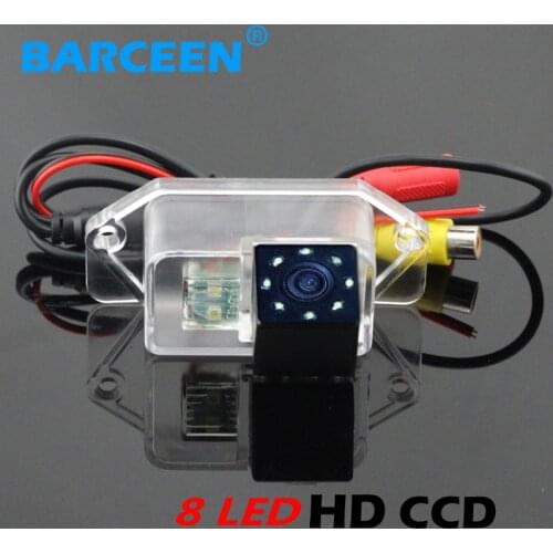Waterproof IP 69K car rear reversing camera with plastic shell material 8 led lights glass lens use for Mitsubishi lancer