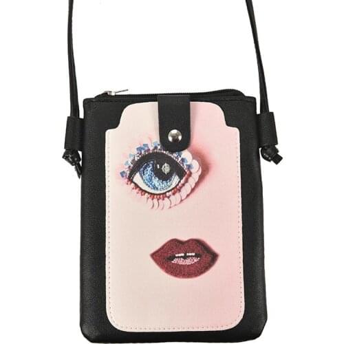 Women Phone Bag Printing Shoulder Bag Card Holders Girl Handbag Ladies PU Leather Clutch Wallets Purse