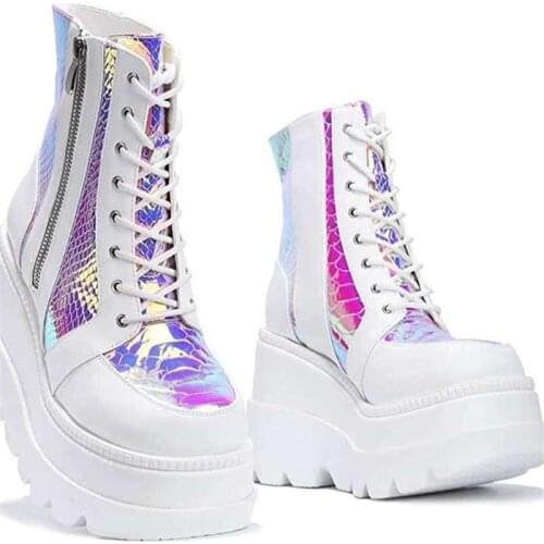 Brand New Fashion Female Platform Increase Boots Classic Wedges Ankle Boots Women 2020 Zipper Booties Botas Mujer 35-43