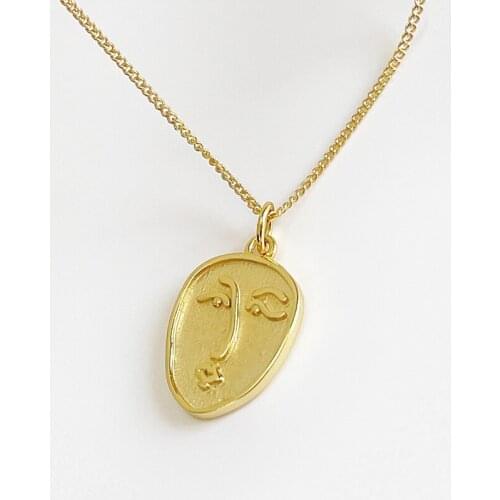 Real 925 sterling silver jewelry necklace Abstract face women silver choker necklaces pendants new chocker for women gold chain