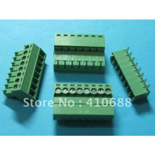 10 Pcs Pitch 3.81mm Angle 8way/pin Screw Terminal Block Connector Green Color T Pluggable Type