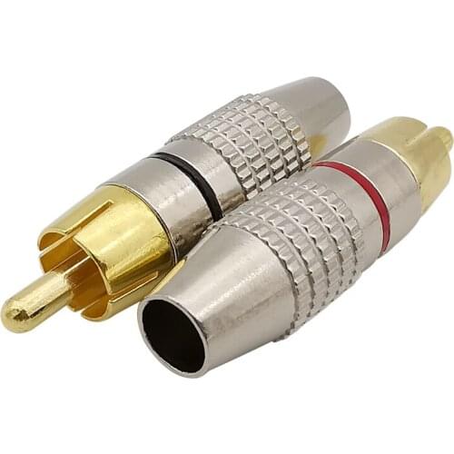 10Pcs RCA Male Connector Non Solder RCA Male Plug Connectors for Audio Cable Plug Video CCTV Camera Solder-Free Black+Red