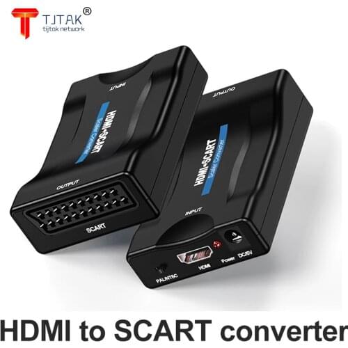 1080P HDMI-COMPATIVEL COM SCART Conversor DE Audio DE Video AV Adaptador HD Receptor TV DVD COM Plugue DE Alimentacao eua/ue