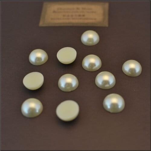 1621621 ,100pcs, 8mm, semicircle pearl beads, DIY bow clothing accessories, materials, half-face semi-flat rice white pearl