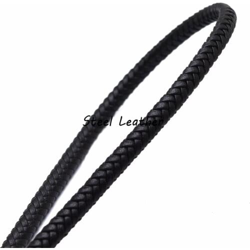 2m/lot Approx 6*4mm black Black Round Braided Leather Cord Rope for Necklace Bracelet Jewelry DIY Jewelry Material Leather Cords