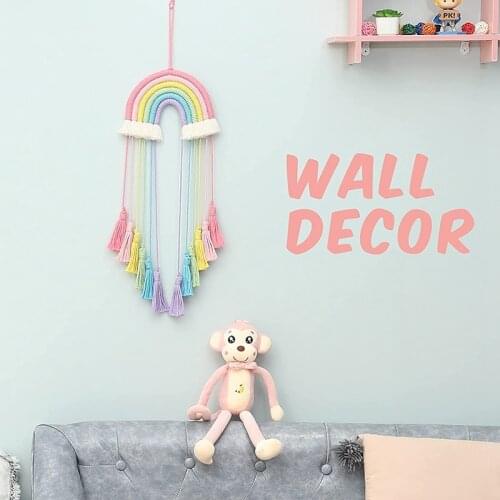 2Pcs Woven Rainbow Wall Hanging Boho Home Decor Handmade Colorful Macrame Wall Art for Nursery Kids Teens Bedroom