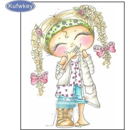 New Diamond Painting Full square/round Diamond Cartoon big eyes girl 5D DIY Diamond Embroidery Sticker Mosaic children gift