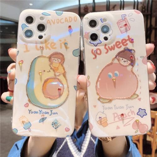 Blu-ray Cute Fruit Avocado Case For Samsung Galaxy S20FE S9 S10 S20 S21 Plus Note 8 9 10 20 Ultra A02 A12 A32 A50 A52 A72 M02