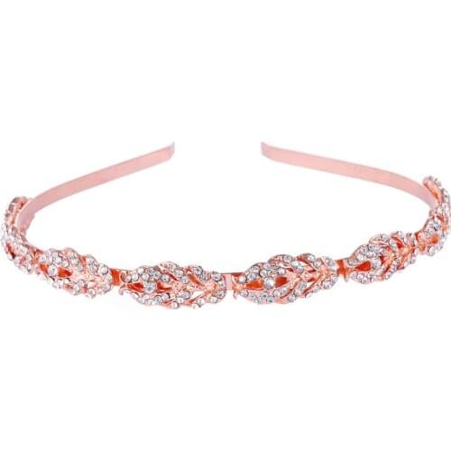 Fashion Crystal Rhinestone Leaf Shape Girls Tiara Wedding Bridal Flower Hairbands Headband Jewelry Hair Accessories