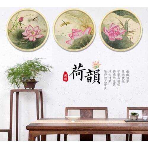 DIY cross-stitch hanging triplet living room and bedroom Chinese style decorative hanging picture, triplet size 30*30cm