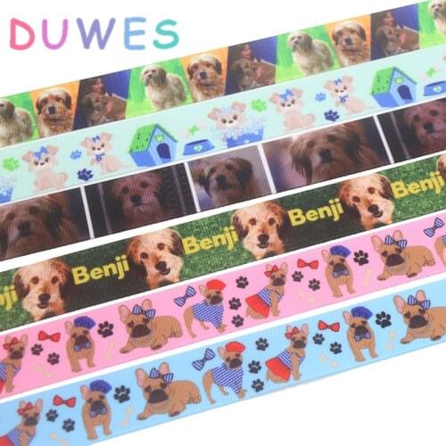 DUWES 50yards dog printed grosgrain Ribbon Accessory hairbow headwear decoration Wholesale OEM D1030