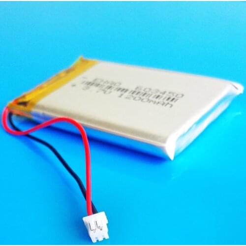 JST 1.25mm 2pin 3.7V 1200mAh li polymer lithium rechargeable battery plug for GPS DVD bluetooth recorder e-book camera 603450