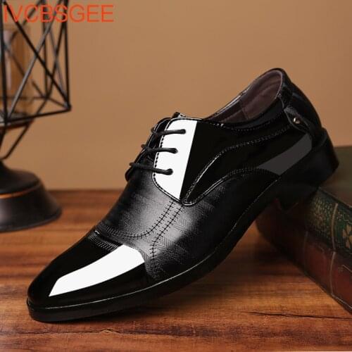 British Men Dress Shoes Spring Autumn Male Leather Flats Business Casual Mans Footwear Round Toe Lace Up Derby Shoes