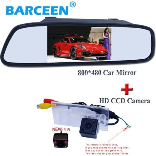 Assist car reversing set include 4.3" car mirror monitor universal black shell +car rear camera ir lights for FIAT freemont